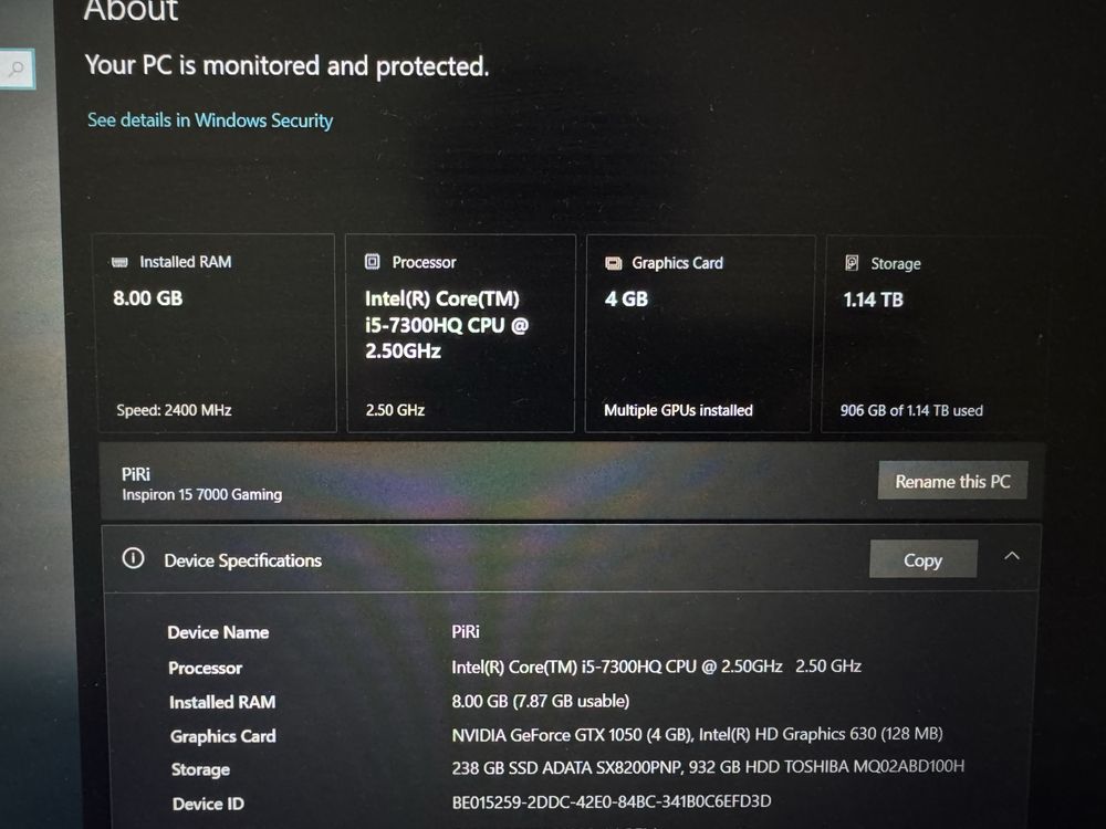 Лаптоп Dell Inspiron 15 7000 gaming