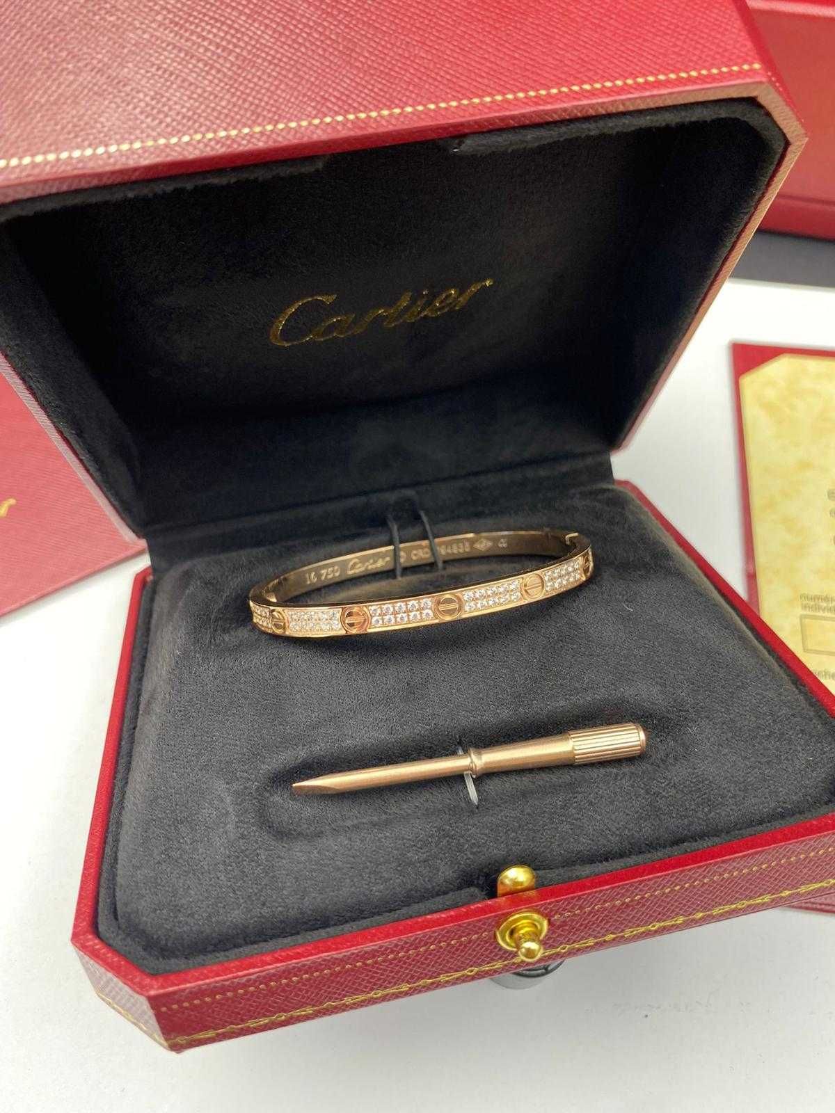 Brățară Cartier LOVE 16 Rose Gold 750 Slim Diamond