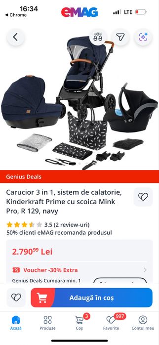 Carucior kinderkraft 3in1