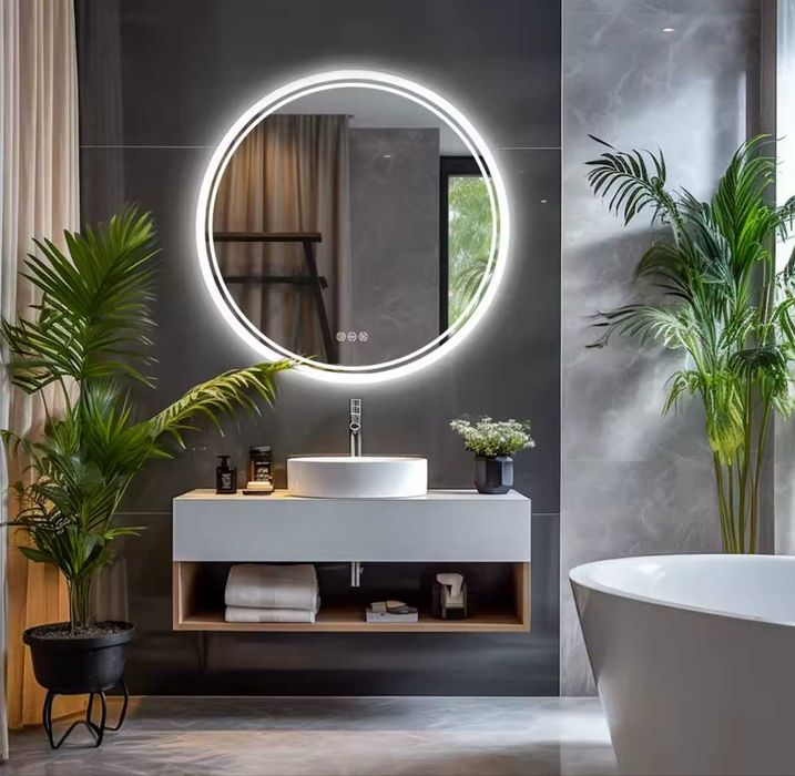 Огледало за баня с 3-цветно LED осветление и нагревател 60 см. / Ф60