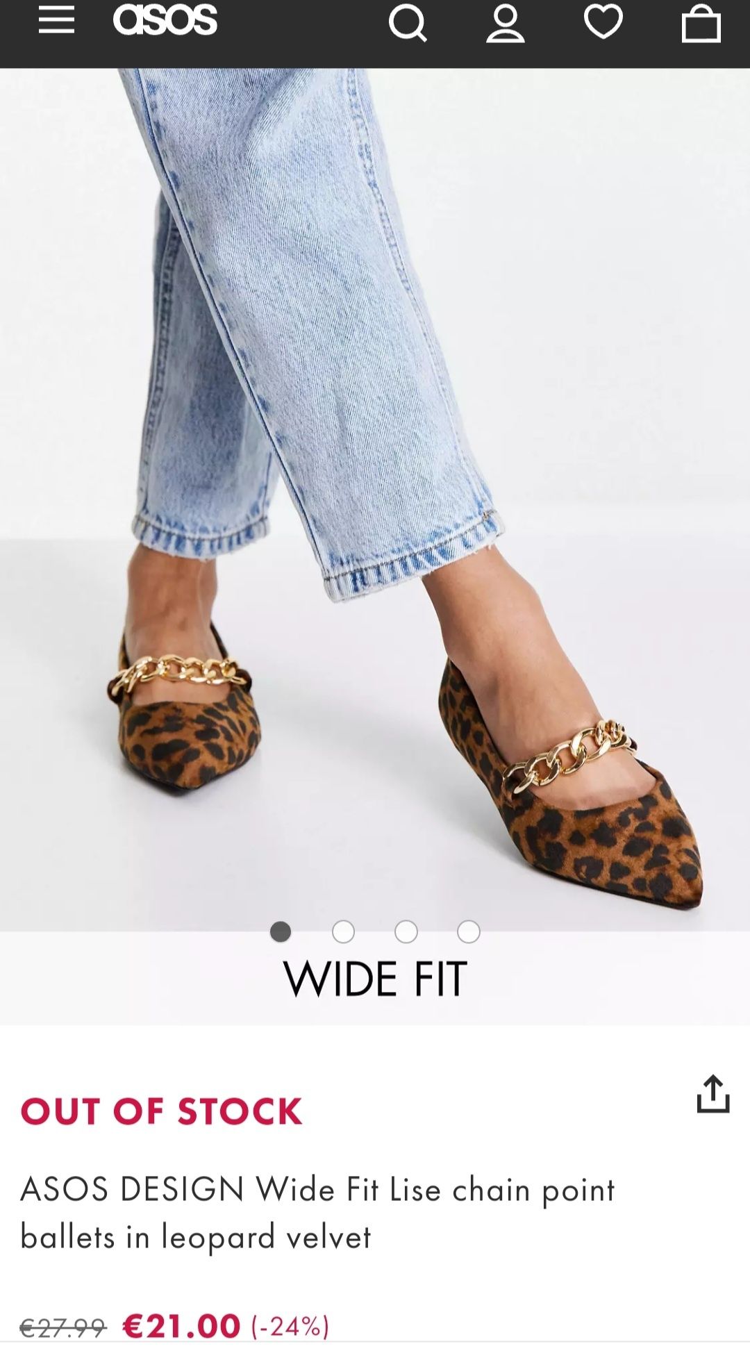 Balerini Asos animal print cu lant auriu