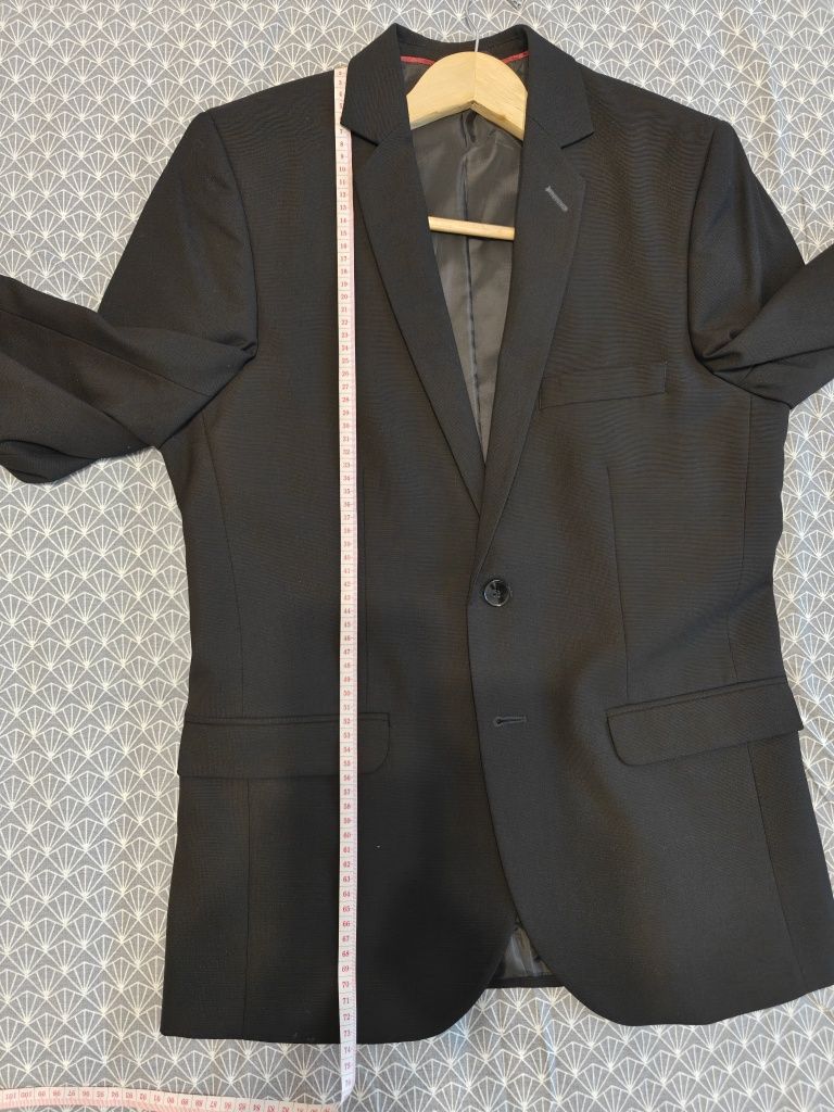 Costum (sacou și pantaloni) negru bărbați mărimea 48, făcut la comandă