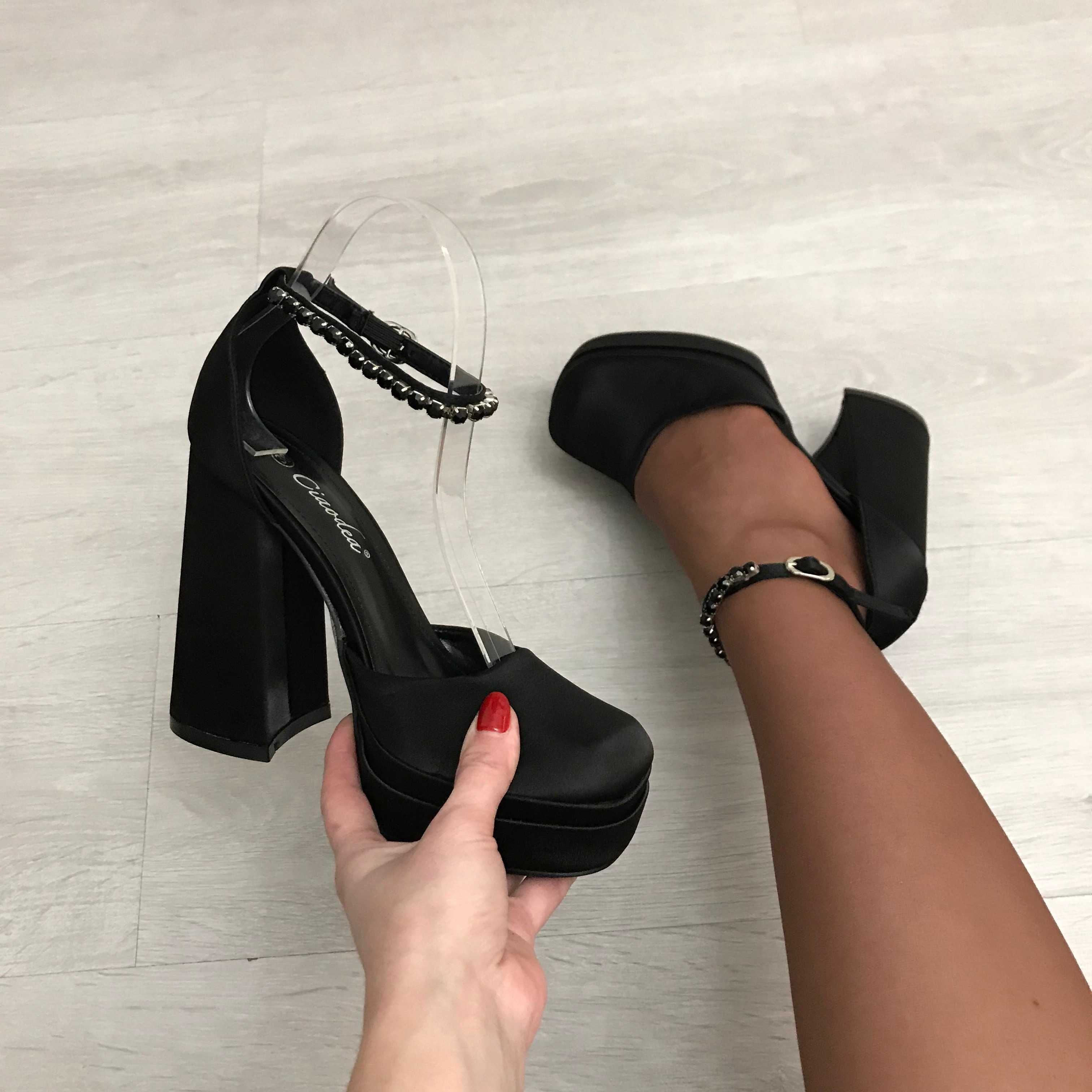 Pantofi dama negri cu toc marime  40