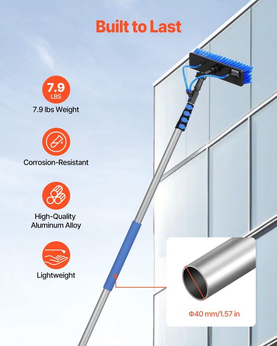 Kit Curatare Panouri Solare,Perie Rotativa,Furtun 20m