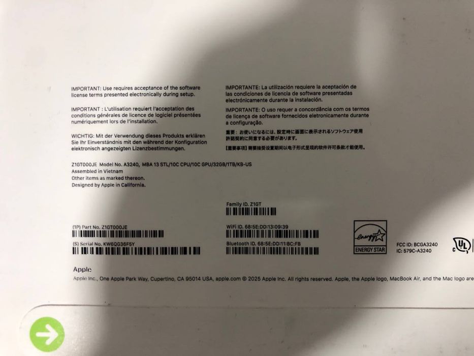 MacBook Air 13 M4  32 / 1TB ssd