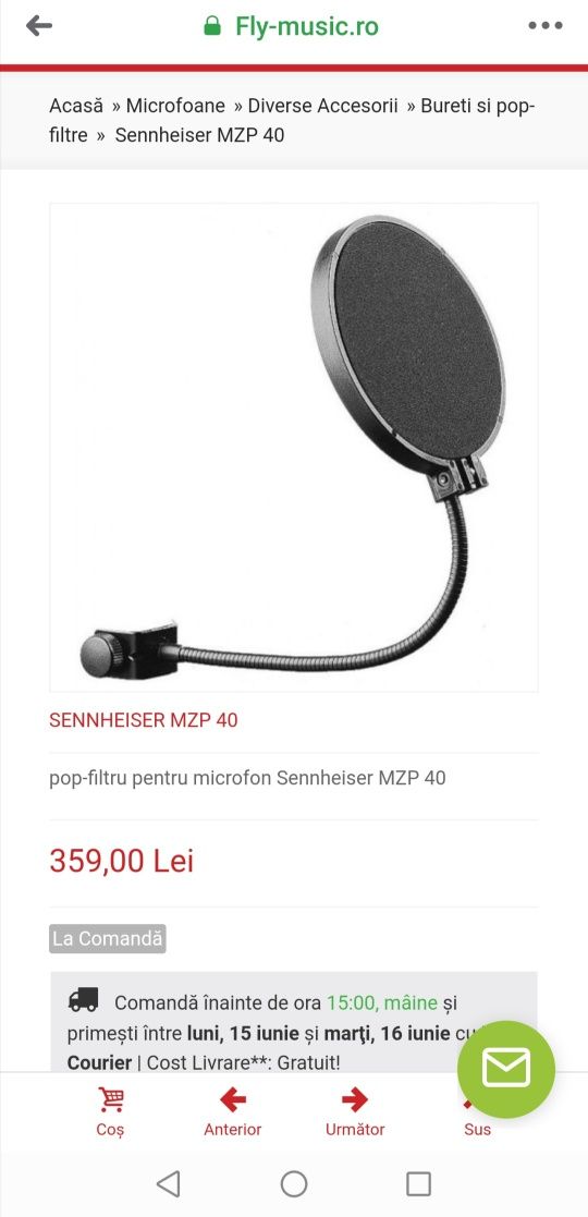 Pop filtru cu menghina SENNHEISER Original Germany