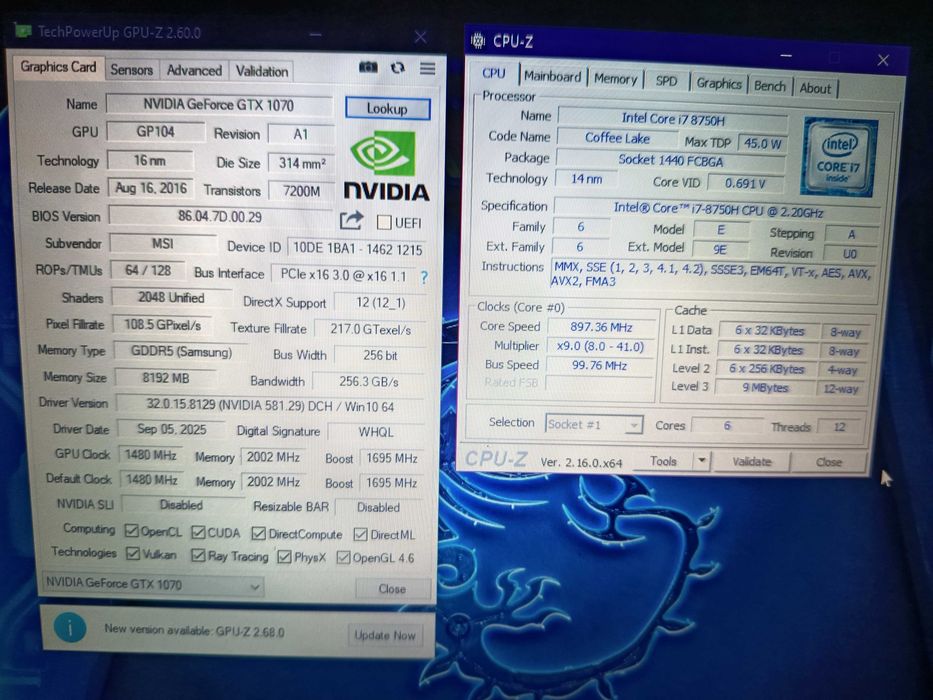 Laptop gaming, MSI Core i7 8750h, gtx 1070 8gb, 16gb ddr4, ssd 512gb