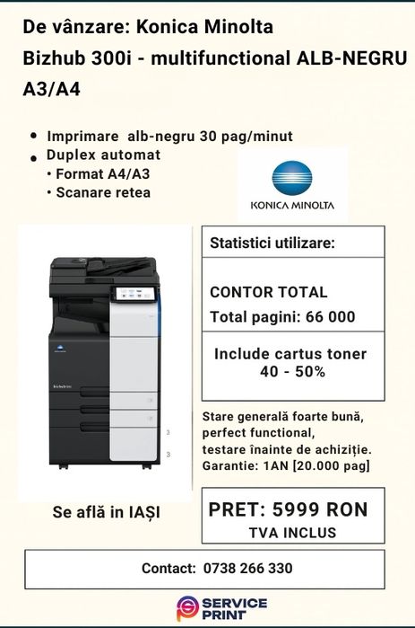 Copiator multifunctional alb negru Konica Minolta BizHub 300i