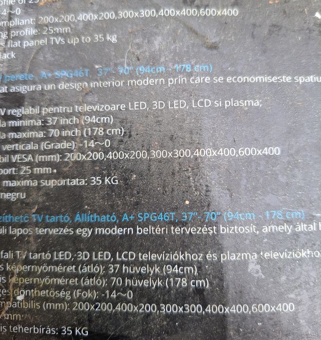 Suport TV de perete reglabil, 37"-70"