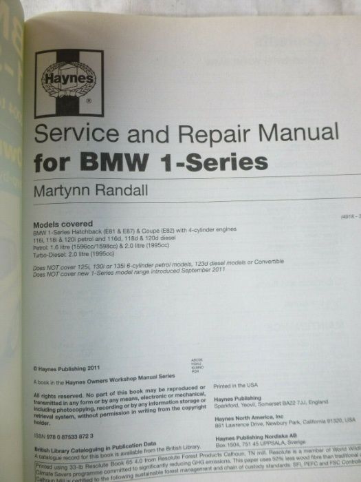 Manual auto Haynes BMW seria 1 nou 2004-2011; seria 3 anii 2005-2012