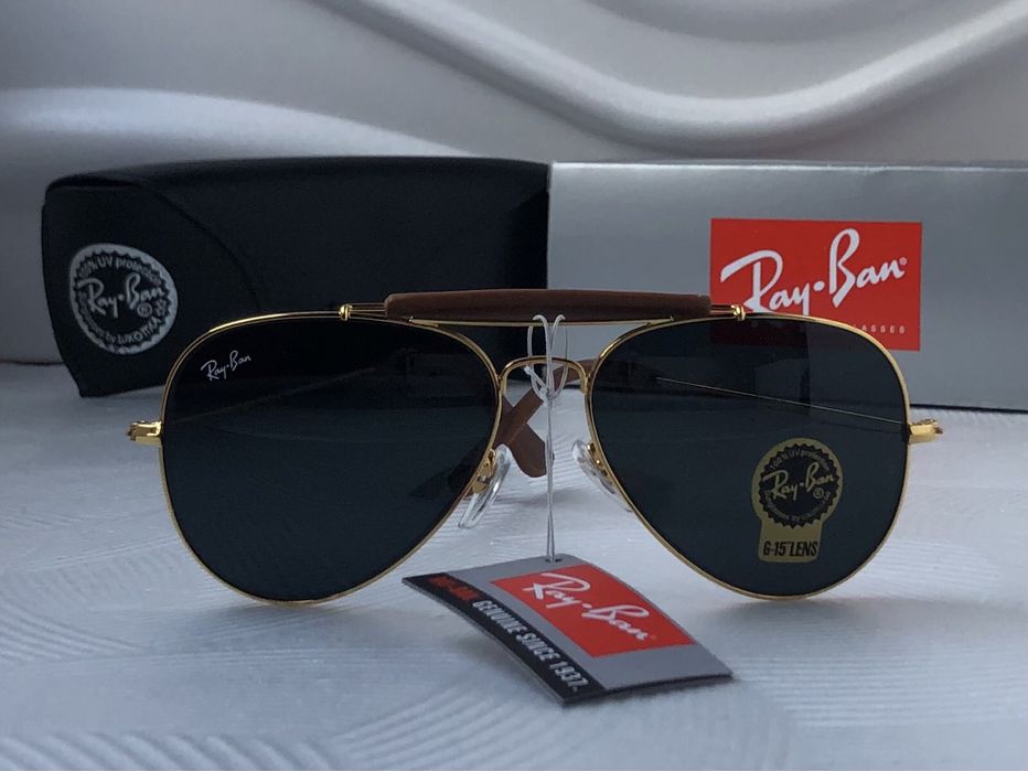 Мъжки слънчеви очила авиатор с кожа минерално стъкло 6 цвята