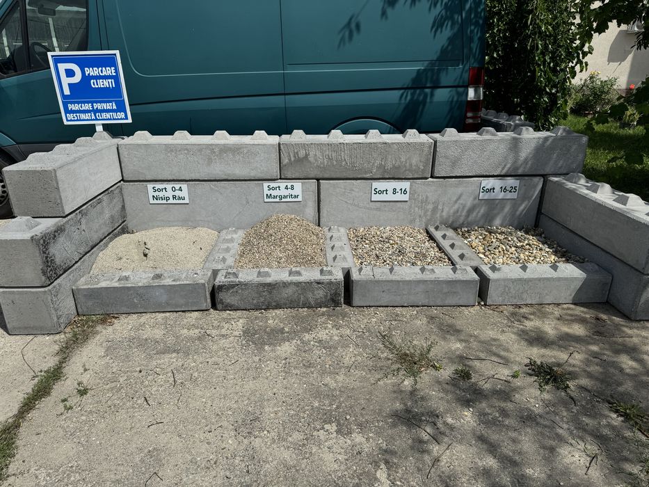 Agregate-sorturi (0-4,4-8,8-16,16-32) balastru,nisip galben.