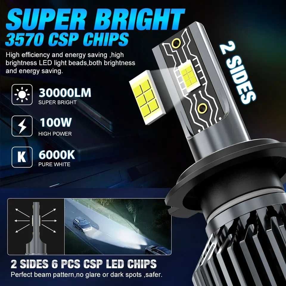 Set 2 Becuri LED Faruri H7 CANBUS XSTORM 100W 30000Lm Fara Eroare