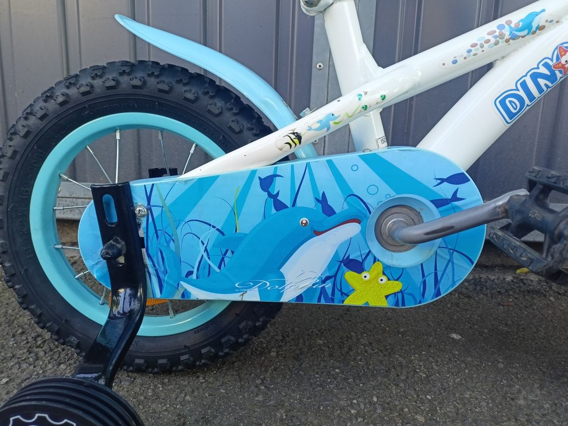 Bicicleta Dinotti Dolphin cu roti de 12", 2-4 ani, + ajutatoare