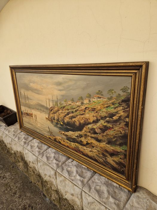 Страхотна антикварна майсторска картина масло върху платно