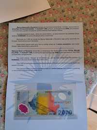 Vand bancnota 2000 lei eclipsa 1999