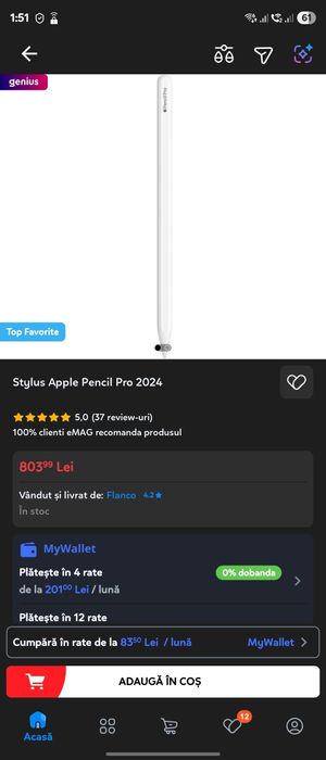 Apple Pencil Pro 2024 ( original  ) ca nou.