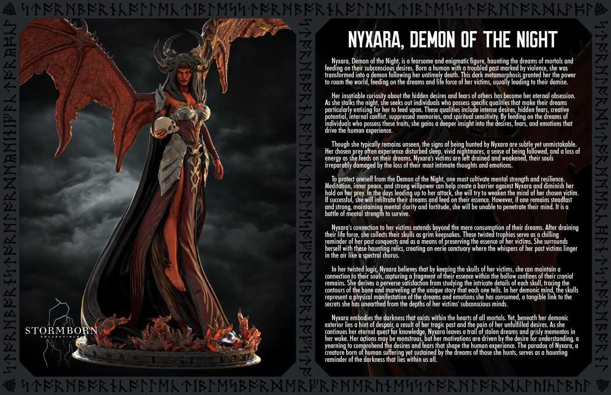 Nyxara - Demon of Night. Statueta printata 3D, 75mm, gata de vopsit