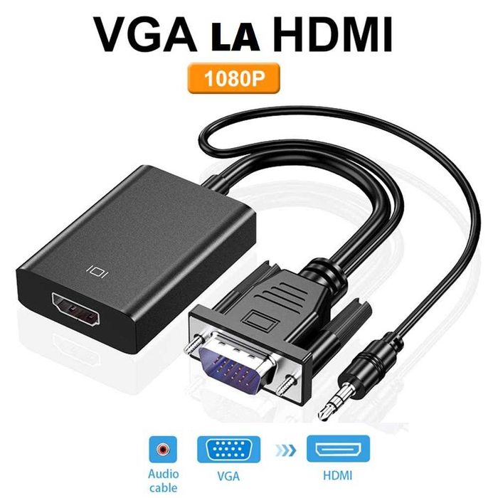 Adaptor Convertor VGA si Audio la HDMI si Audio Cablu VGA HDMI
