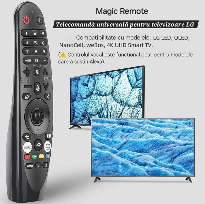 Telecomandă universală LG Magic Remote+baterii. Comenzi vocale+cursor.