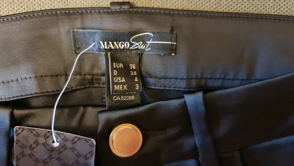 Pantaloni Mango, negru lucios, din satin