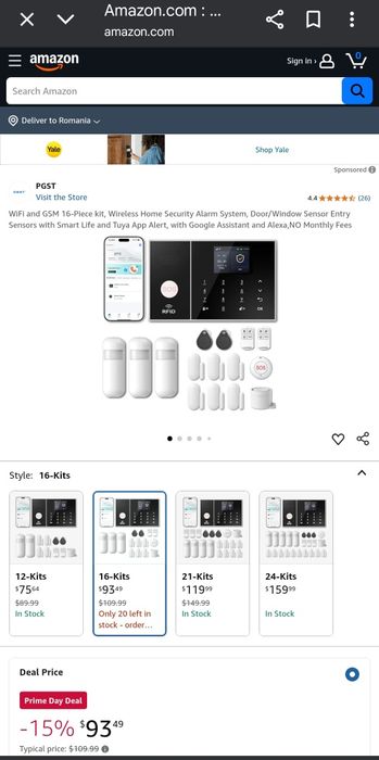 Sistem alarmă 16 piese Tuya wifi Pgst wireless senzor mișcare LCD