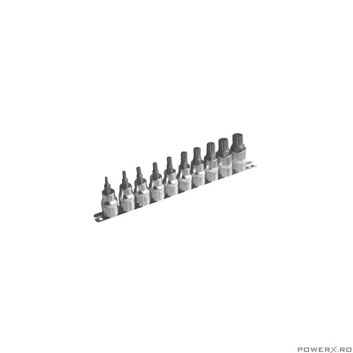 Set biti spline XZN, M4 - M18, antrenor tubulara 1/2", 10 piese, Asta