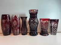 Vaze Vintage din Cristal Roșu Rubin; Obiecte Decor Vaze Suport Flori