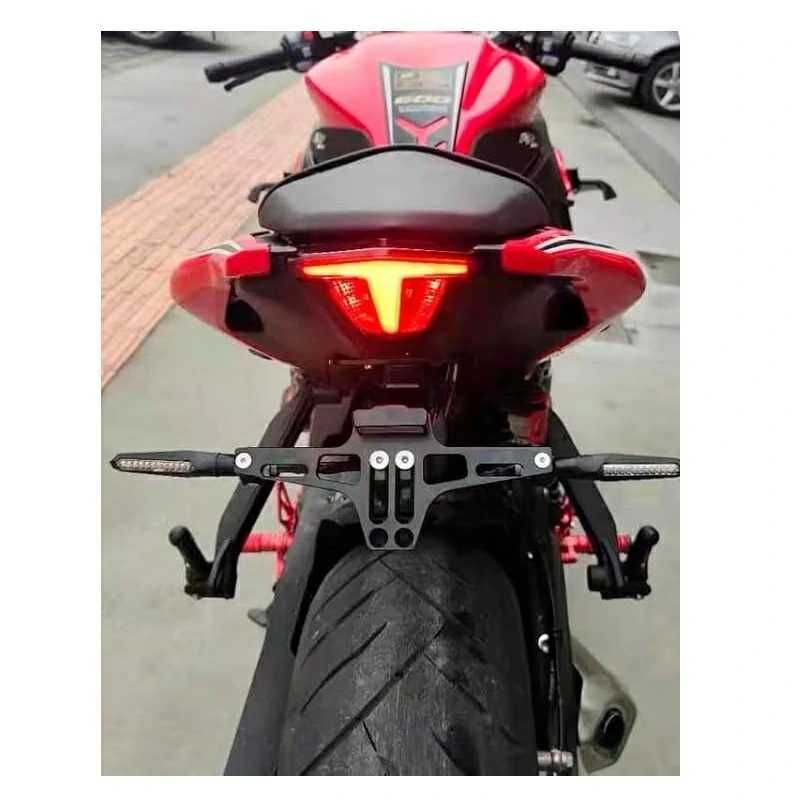 Suport numar moto inmatriculare motocicleta rabatabil universal LED