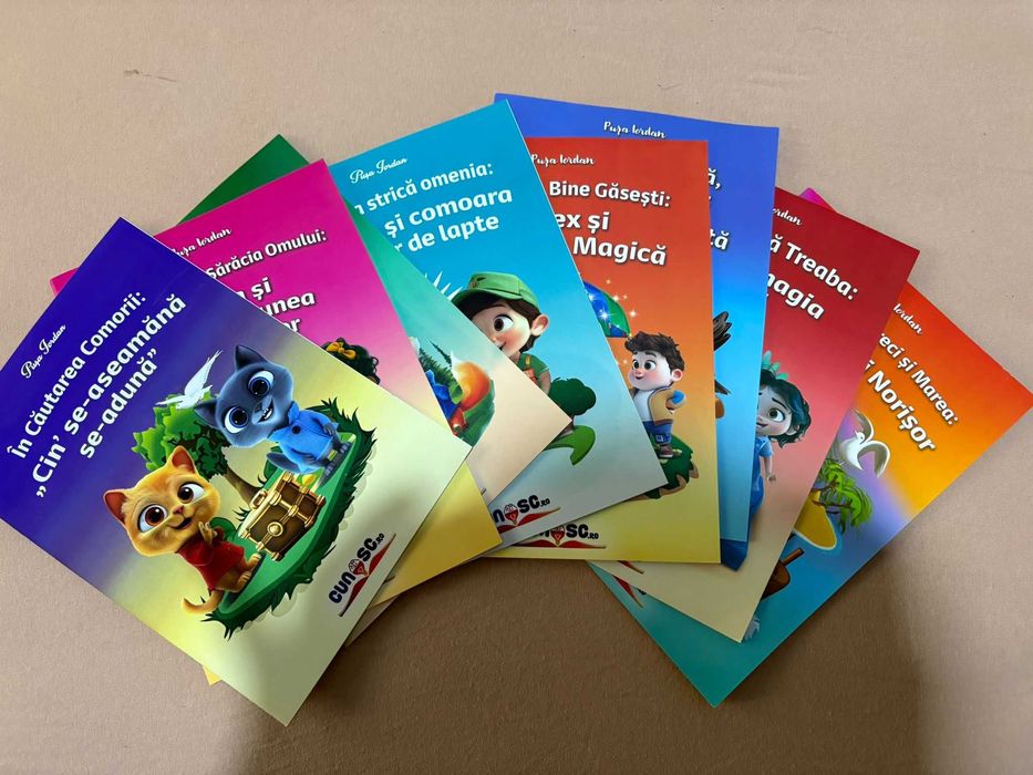 Set de 8 cărți pentru copii, autor Pușa Jordan, editura CUNOSC.ro.