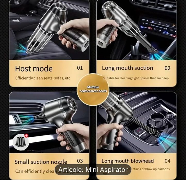 Aspirator auto vacuum  Wireless pe baterie 2 in 1 pompa saltea