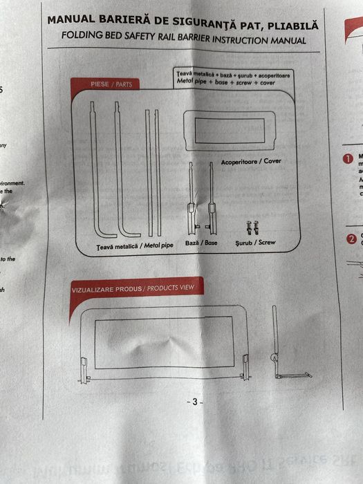 Barieră de protecție pentru pat – pentru copii