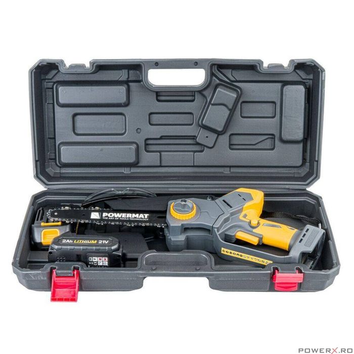 Fierastrau cu acumulator, tip drujba, 2x baterie 2Ah, Powermat