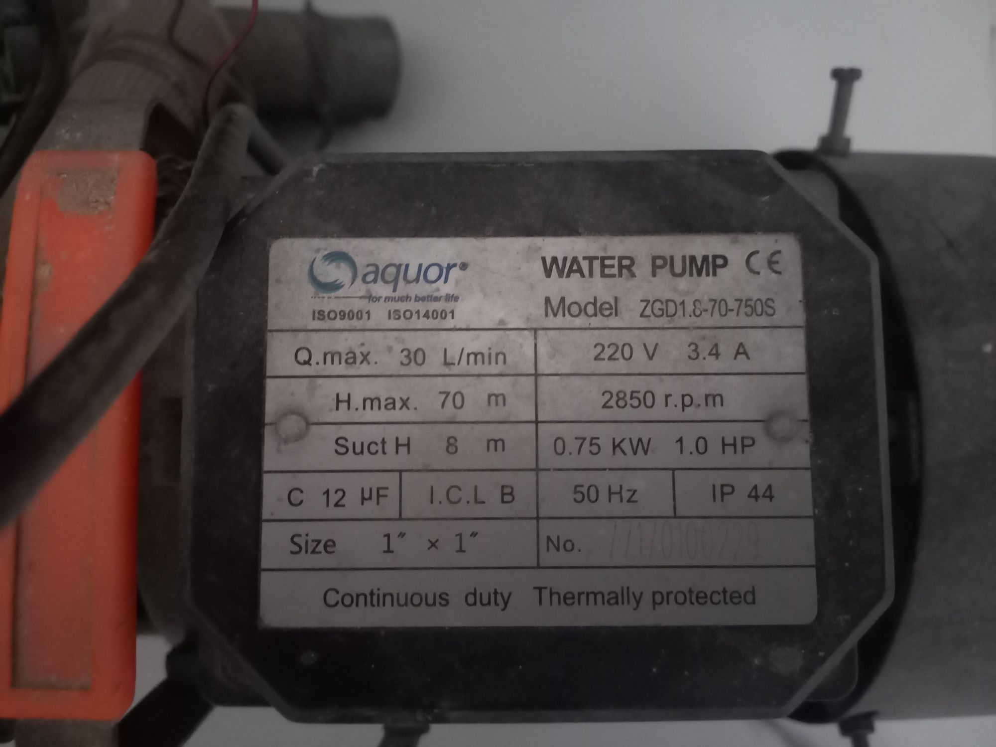 ВОДЯНОЙ НАСОС Aquor модели ZGD1.