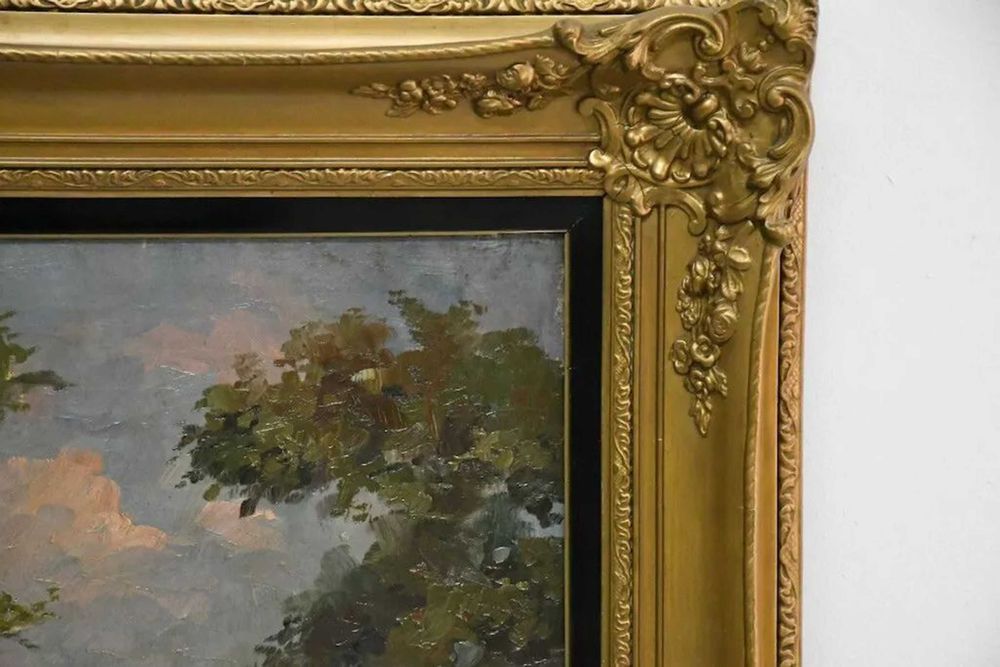 Tablou / pictura, tehnica ulei pe panza, 105x124x6 cm / 79,5x99 cm