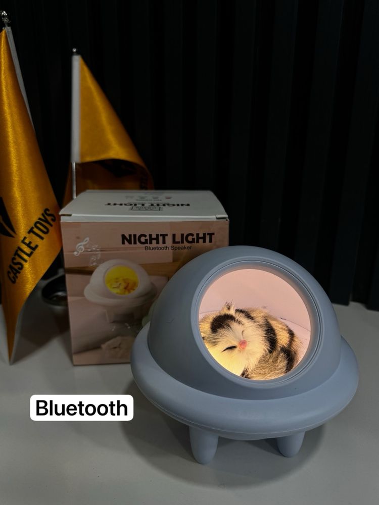 Детский ночник Котик в домике Светильник с bluetooth Castle Toys uz