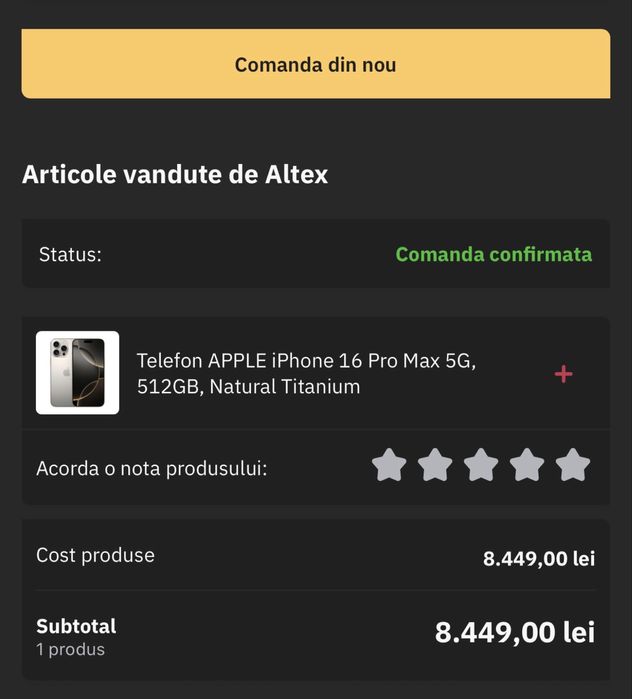 Telefon APPLE iPhone 16 Pro Max 5G, 512GB, Natural Titanium