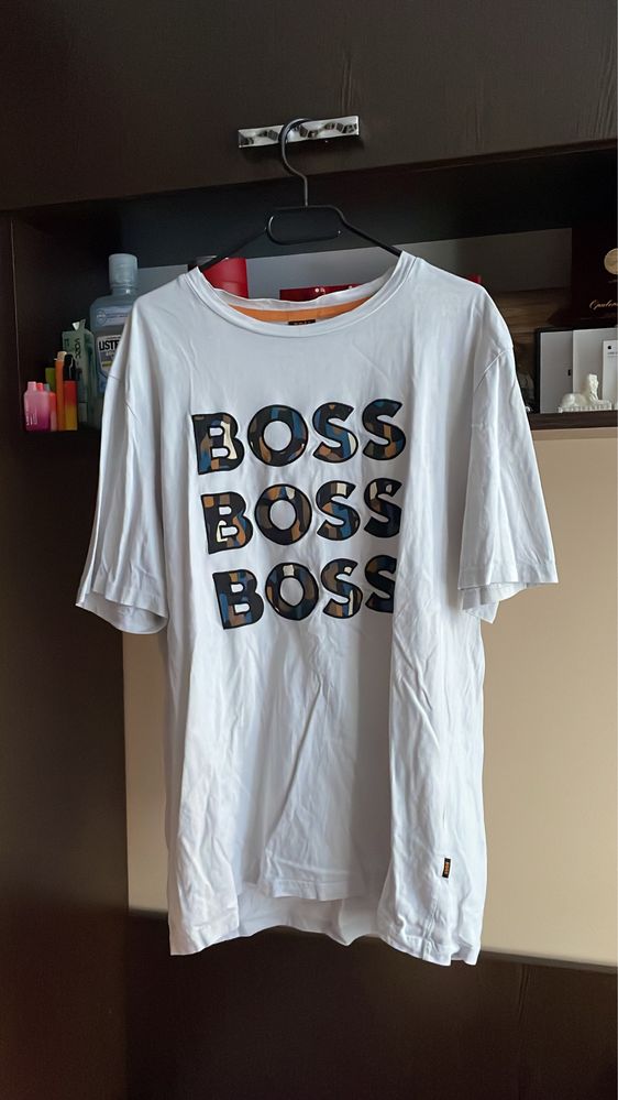 tricou hugo boss alb logo