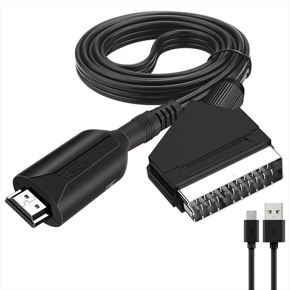 Cablu convertor HDMI la SCART cu alimentare USB pt TV vechi Full HD