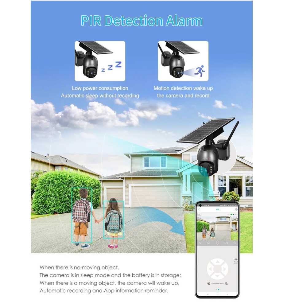 Camera de supraveghere 4G, HD, 3MP, Incarcare cu panou Solar, PIR, PTZ