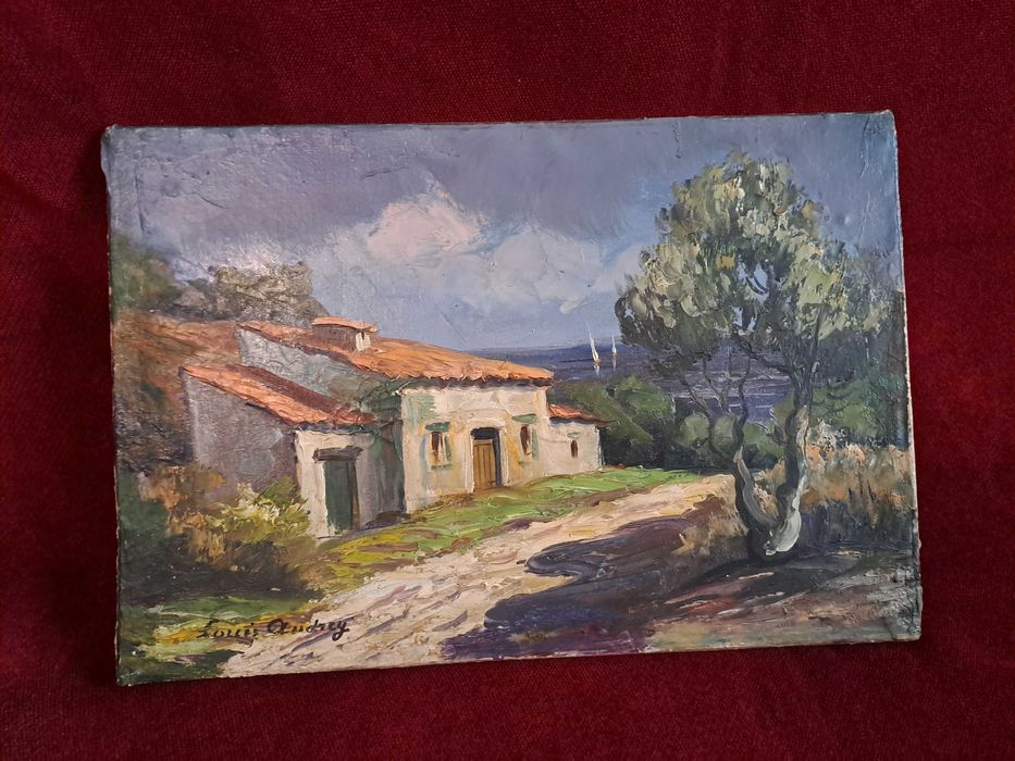 tablou pictura pe panza 35/24 cm semnat Louis Audrey