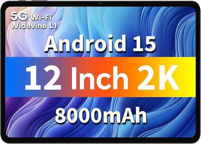 ODEA Tablet 12 2025 2K Android 15, 8000mAh, 12GB RAM+128GB ROM