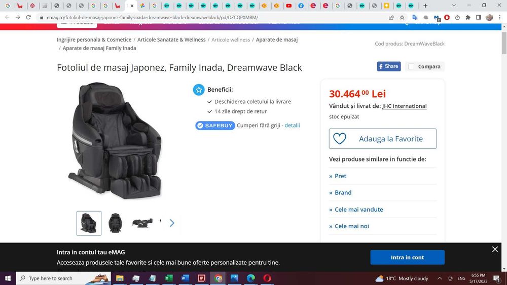 Fotoliu de masaj Inada Dreamwave by komoder - Made in Japan-