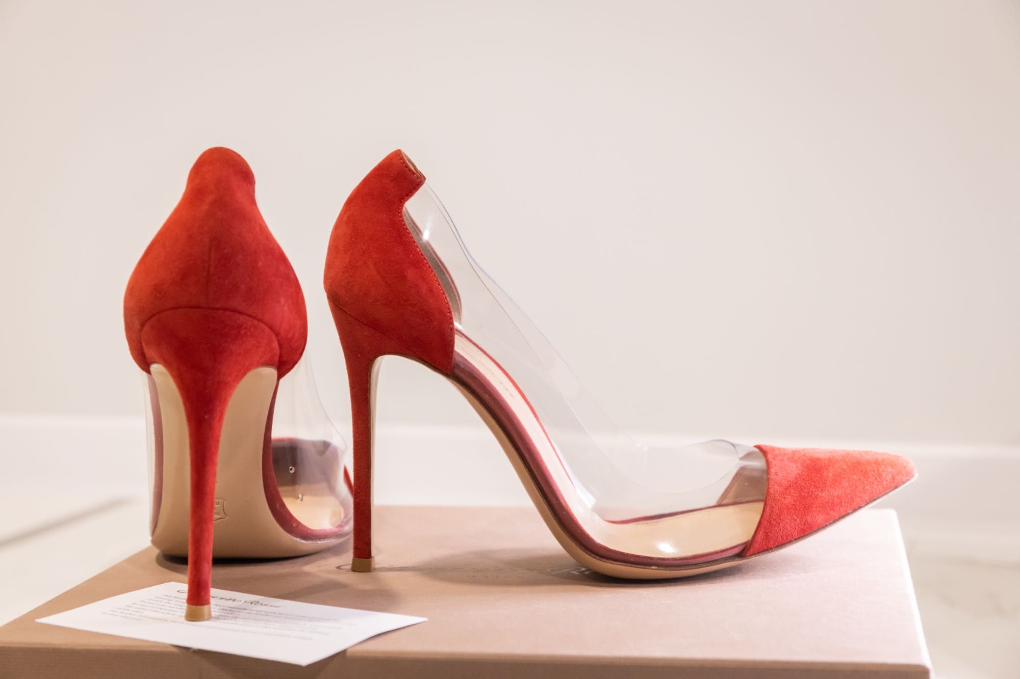 Gianvito Rossi Plexi 105 Red Suede Pump - 40