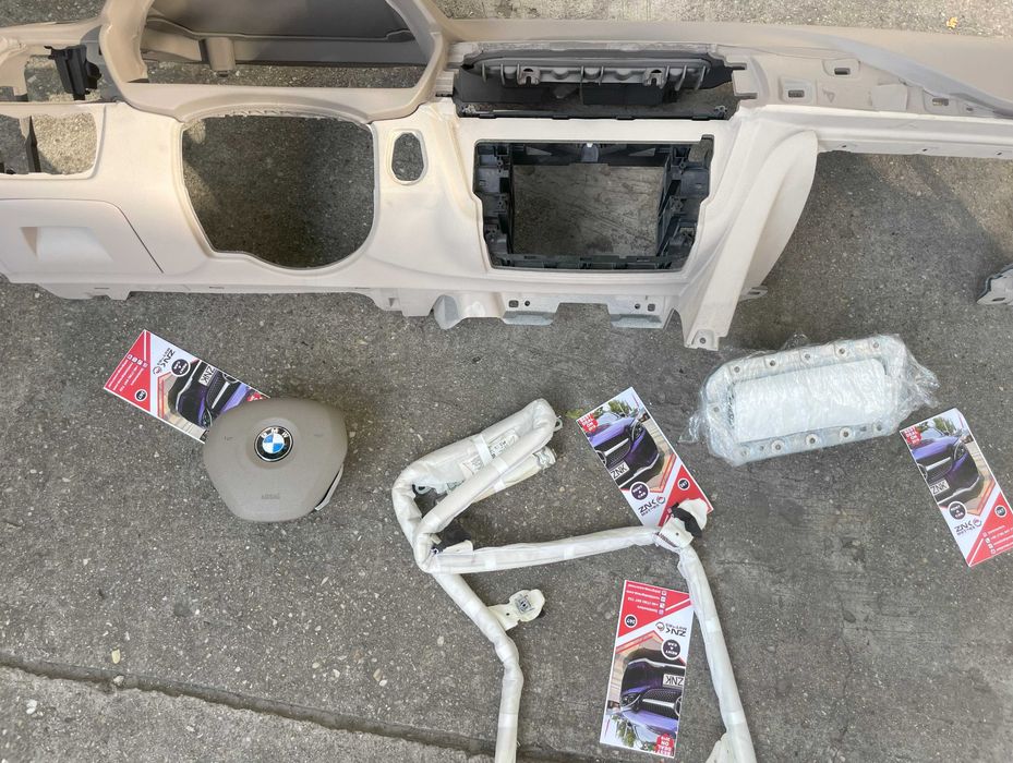 BMW F30 plansa de bord MARO - airbag volan BROWN / pasager - cortina