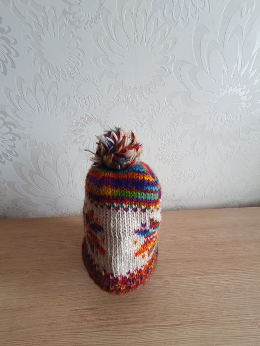 Caciula copii lana cu dublura de polar made in Nepal, handmade