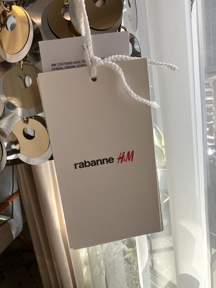 Малка чанта за рамо rabanne x H&M от кожа - сребрист/златист