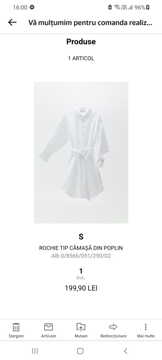 Rochie tip camasa din poplin Zara