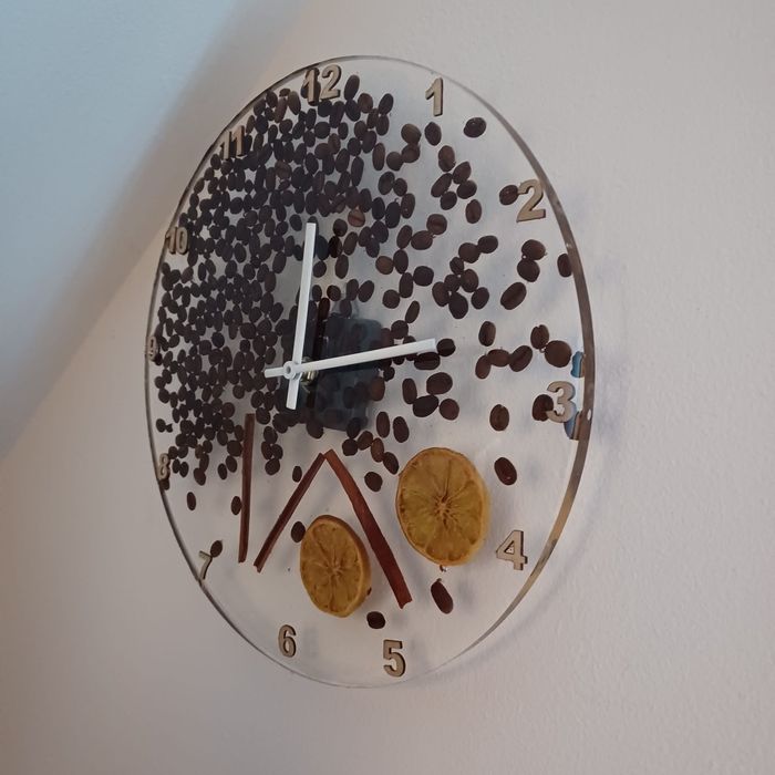 Ceas de perete rășină cu cafea și scorțișoară