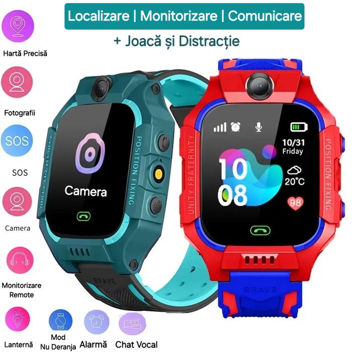 Ceas Smart GPS cu Folie protecție&cadou. Localizare/Apel/Mesaje. Verde